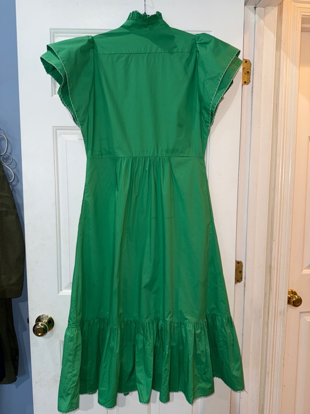 Green Ruffle-Trim Button-Front Maxi Dress - Picture 4 of 4